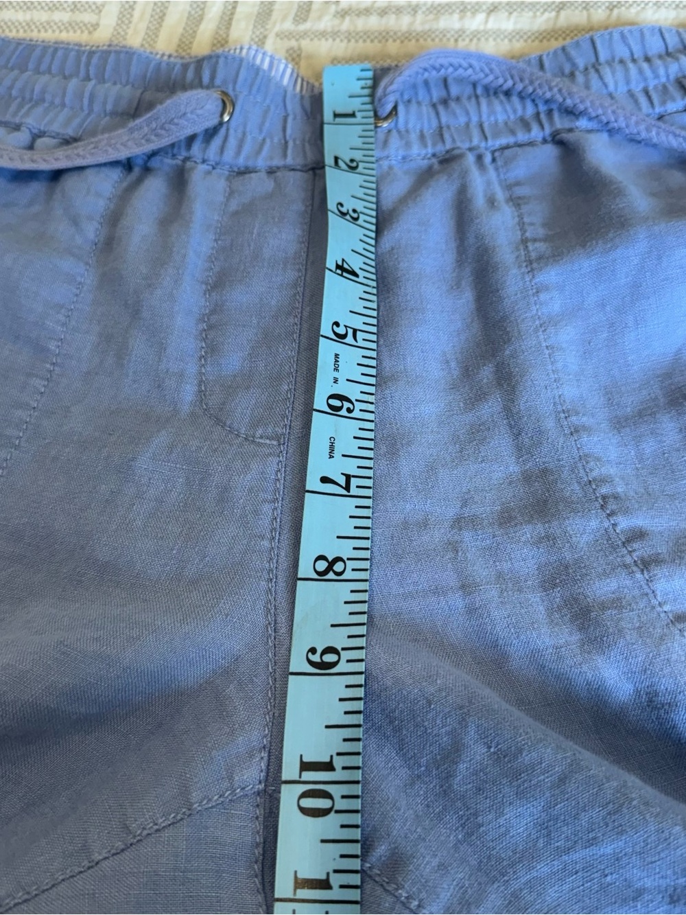 Olsen Lisa Fit 100% Linen Drawstring Pants - Blue - Size M/8 - Summer Classic - Picture 7 of 10